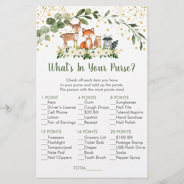 Papier Woodland Green What's In Your Purse Game (Devant)
