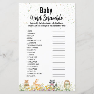 Papier Woodland mignon animal Baby shower mot brouiller