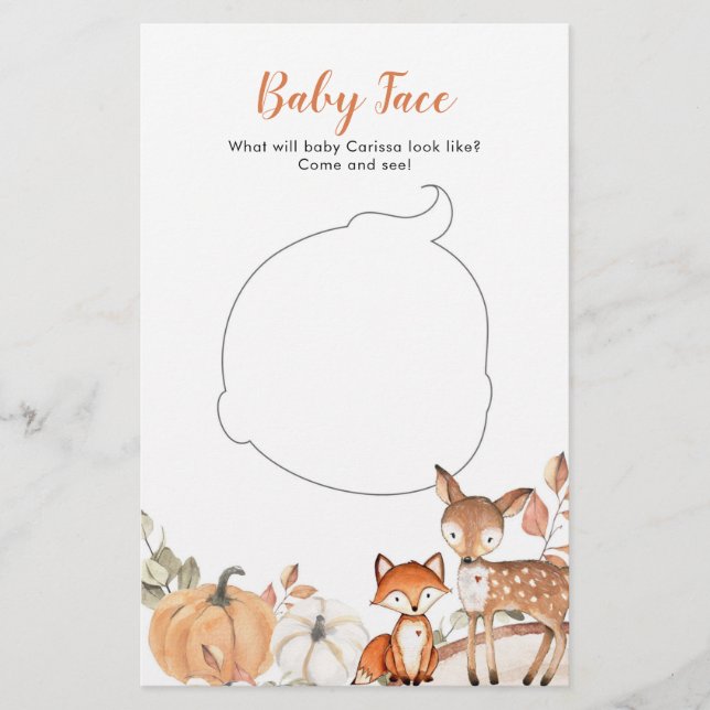 Papier Woodland Oh garçon Citrouille Baby shower bébé vis (Devant)