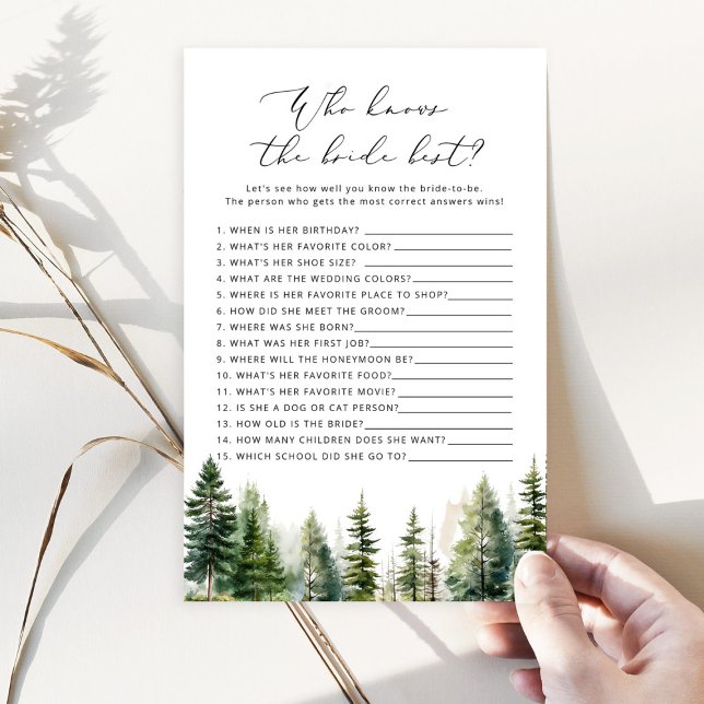 Papier Woodland Qui connaît la mariée meilleur jeu (Créateur téléchargé)