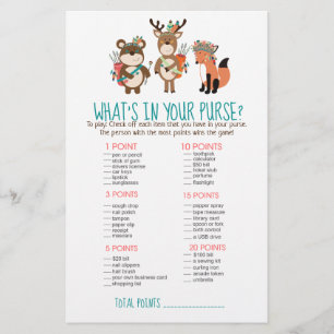 Papier Woodland Tribal Boho What's in Your Purse Game