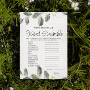Papier Word Scramble Greenergie jeu nuptiale