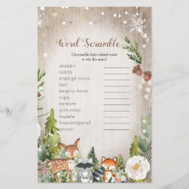 Papier Word Scramble Jeu d'hiver Animaux Bois