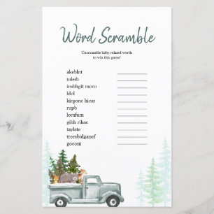 Papier Word Scramble Jeu Hiver Bois Pins Arbres