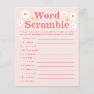 Papier Word Scramble Jeu Rose Daisy Baby shower