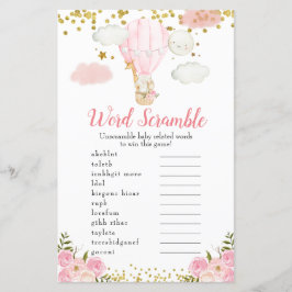 Papier Word Scramble Jeu Rose Hot Air Balloon Animaux