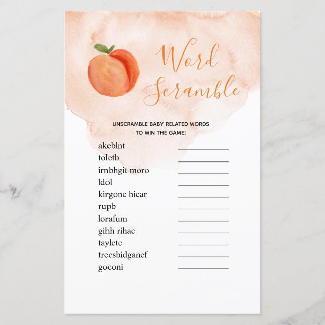 Papier Word Scramble Jeu Sweet Little Peach (Devant)