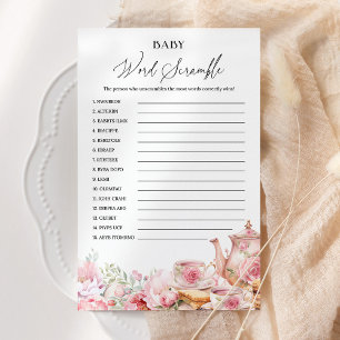 Papier Word Scramble Rose Floral Baby shower Jeu