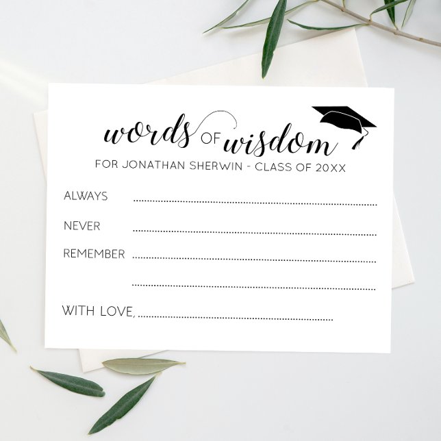 Papier Words of Wisdom Grad Casquette Conseils de graduat (Créateur téléchargé)
