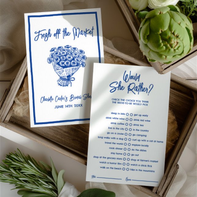 Papier Would She Rather Blue Bridal Shower Game (Would She Rather Blue Bridal Shower Game)