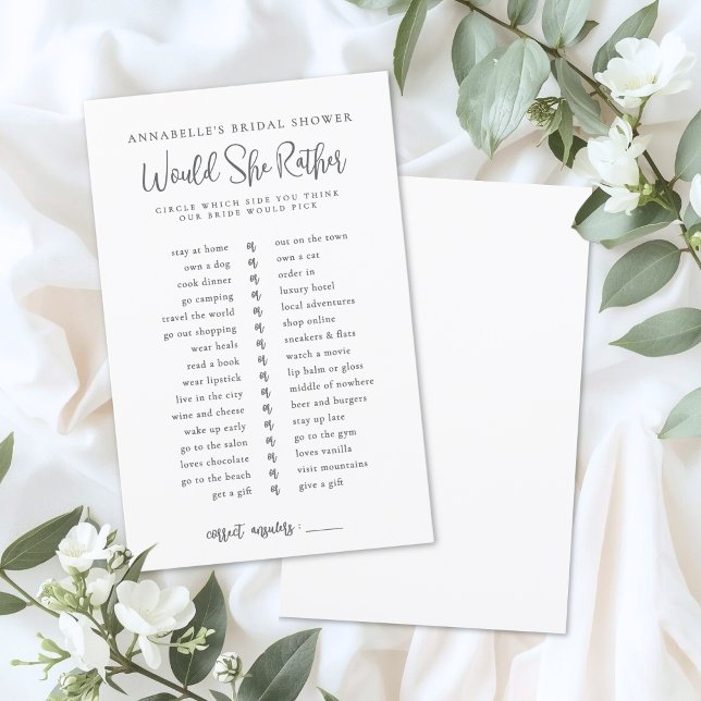Papier Would She Rather Bride Bridal Shower Game (Would She Rather Bride Bridal Shower Game)