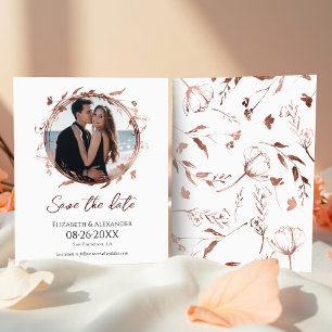 Papier Wreath Rose Gold Foil Photo Enregistrer la date