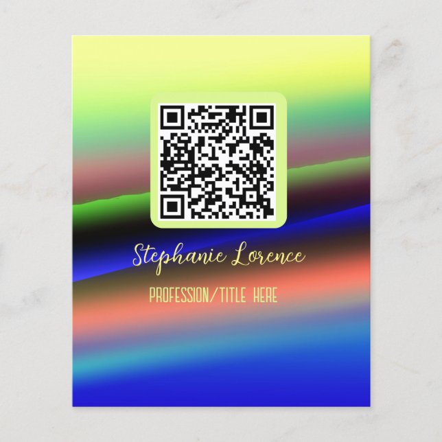 Papier Yellow blue Q R code ajouter nom profession titre (Devant)
