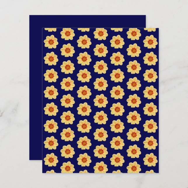 Papier Yellow Dahlia Pattern on Blue Scrapbook Paper (Devant / Derrière)
