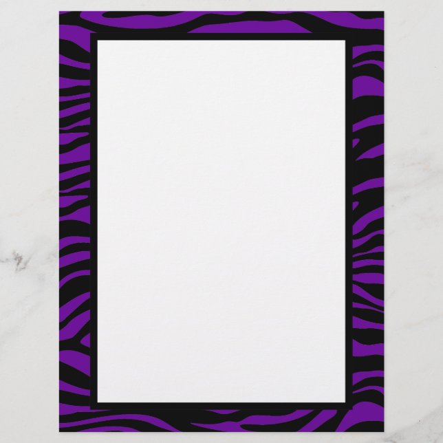 Papier Zèbre noir et violet Imprimer en-tête Customisé (Devant)