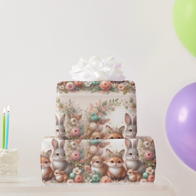 Papier zum Abpacken von Holz und Fox Geschenkpapier (Partygeschenke)