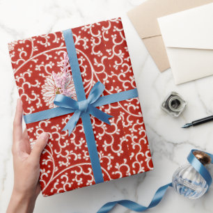 Papier zum Abziehen des roten Blumenmusters Geschenkpapier