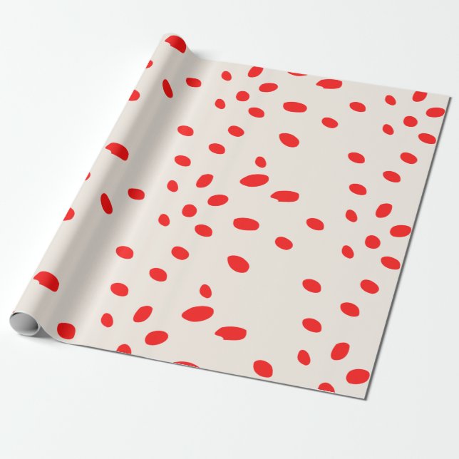 Papier zum Einpacken von Rot und Creme Geschenkpapier (Ungerollt)