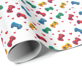 Papier zum Umblättern von Pixel-Herz und Controlle Geschenkpapier