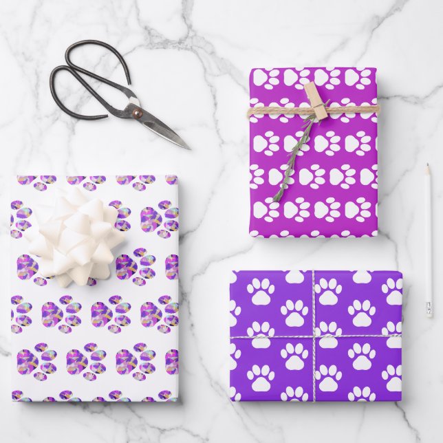Papier zum Wrappen von Tierpaws Lila rosa Set 3 (Vorderseite)