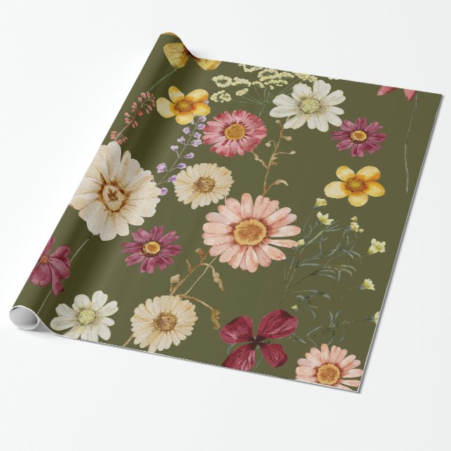 Papier zur Umhüllung von rustikalen Wildblumen im  Geschenkpapier (Ungerollt)