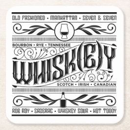 PapierBar-Untersetzer: Whisky/Whisky Rechteckiger Pappuntersetzer