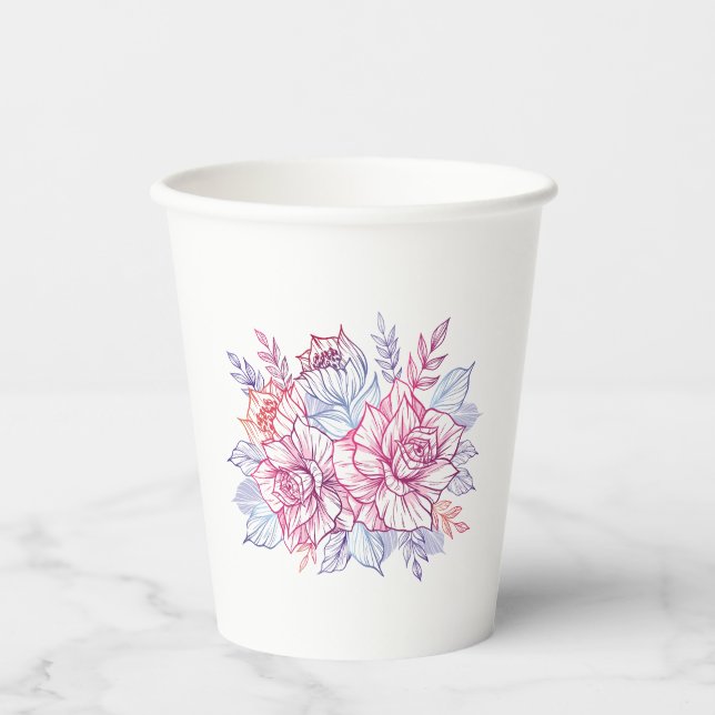 Papierbecher mit einem Blumenstrauß (Vorderseite)