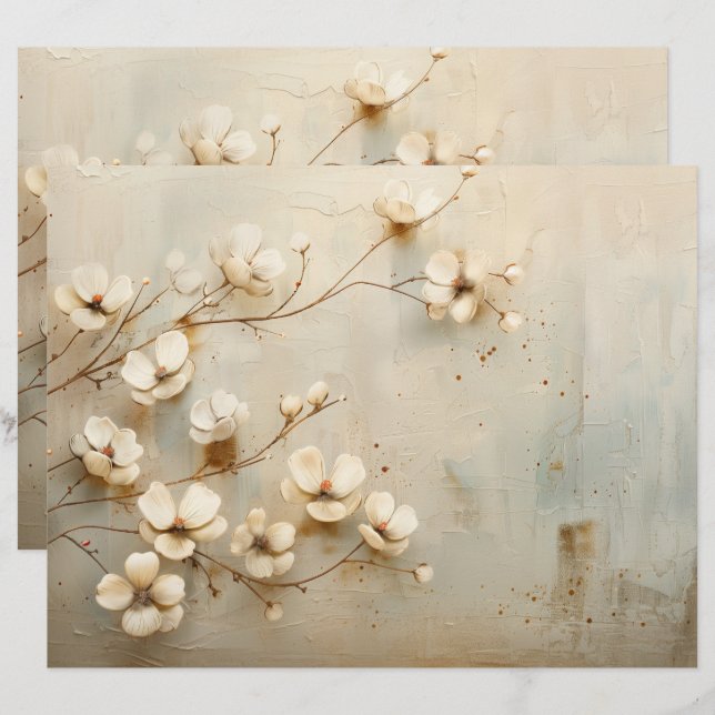 Papierblatt des rustikalen Vintagen Blumenzapfens (Vorne/Hinten)