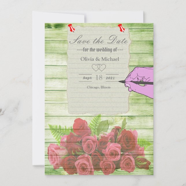 Papierblatt Save The Date (Vorderseite)
