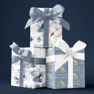 Papierblätter aus dunkelblauer Wasserfarbe Geschenkpapier Set