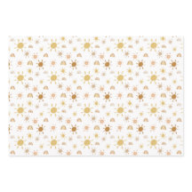 Papierblätter aus gelbem Sonnenschein und Regenbog