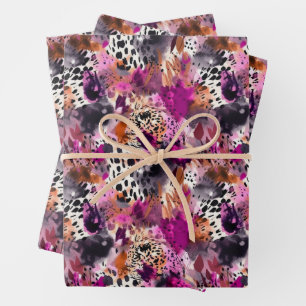 Papierblätter aus Leopard Geschenkpapier Set