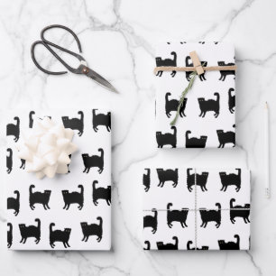 Papierblätter für beängstigende Katzen Geschenkpapier Set