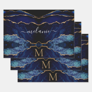 Papierblätter für die Bezeichnung von Navy Blue Go Geschenkpapier Set