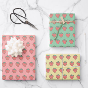 Papierblätter für Erdbeeren-Symbol-Muster Geschenkpapier Set