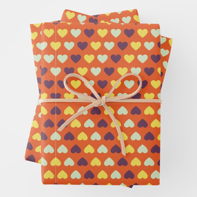 Papierblätter für Herbst-Herz Geschenkpapier Set (Beispiel)