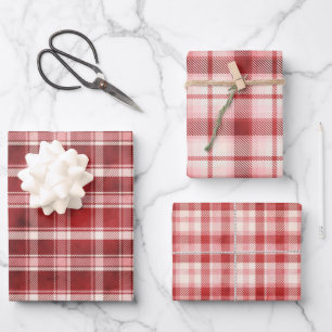 Papierblätter für Karierte Feiertage Geschenkpapier Set