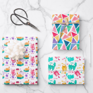 Papierblätter für Katzen Geschenkpapier Set