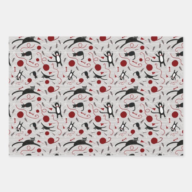 Papierblätter für Katzen und Garne Geschenkpapier Set (Vorderseite)