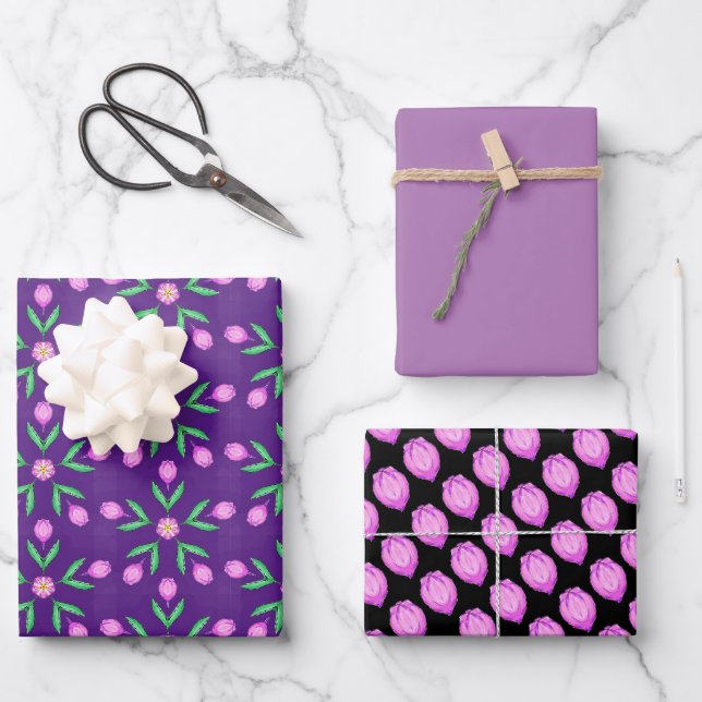 Papierblätter für Lavendel Geschenkpapier Set (Vorderseite)
