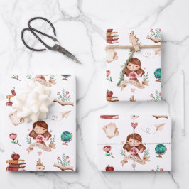 Papierblätter für Lehrer Geschenkpapier Set