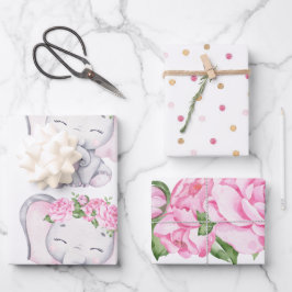 Papierblätter für Mädchen und Blume Geschenkpapier Set