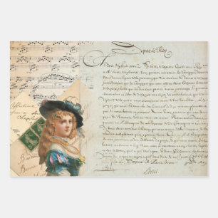 Papierblätter für mittelalterliche Damen Geschenkpapier Set