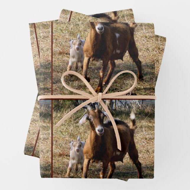 Papierblätter für Momma- und Kid-Ziegen Geschenkpapier Set (Beispiel)