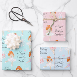 Papierblätter für Red Hair Ballerina Geschenkpapier Set
