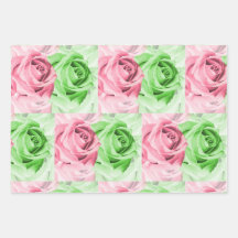 Papierblätter für rosa und grüne Rose