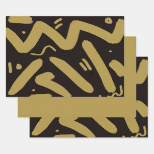 Papierblätter für Schwarz und Gold Geschenkpapier Set