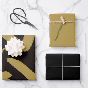 Papierblätter für schwarze und goldene Streifen Geschenkpapier Set