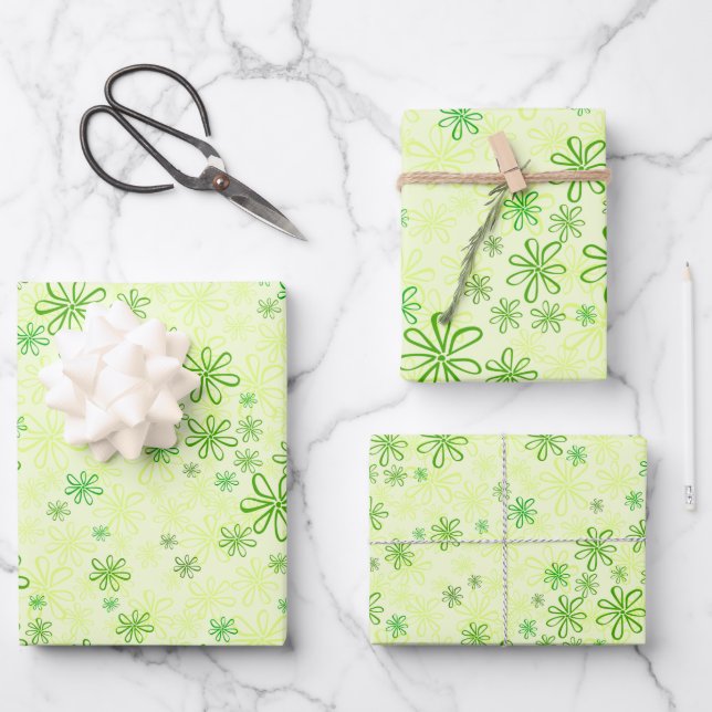 Papierblätter mit Blumenmuster Geschenkpapier Set (Vorderseite)