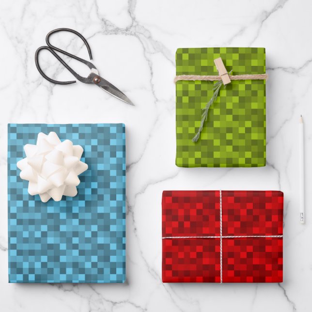 Papierblätter "Pixelmuster" Var03 Geschenkpapier Set (Vorderseite)